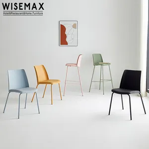 WISEMAX FURNITURE Factory wholesale dining chair environment pp leather upholstered colorful plastic chairs
