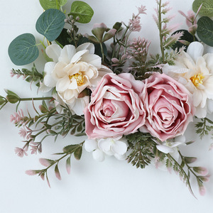 Iron Ring <b>Bouquet</b> <b>Artificial</b> Flower Wall Decoration Rose Eucalyptus Plastic Silk Flowers Wedding Home Decor - Product Image 4