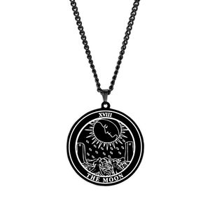 Nero rotondo 22 tarocchi collana di carte gioielli in acciaio inossidabile il maggiore Arcana astrologia amuleto talismano pendenti coppia collane - Product Image 2