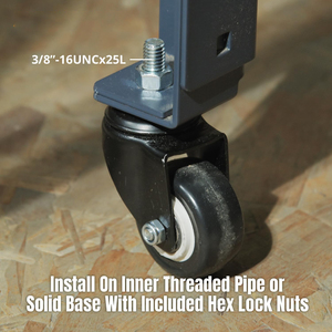 2-Zoll-PU-Lenkrollen-Set, <span class=keywords><strong>4</strong></span> Stück, 3/8"-16 x 1 Zoll Rollen mit Doppelbremse für Möbel, Wagen, Trolleys, Werkzeugkästen - Product Image 5