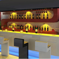 Comptoir de Bar à café en forme de L en pierre artificielle, Table de Bar à Cocktail LED de conception professionnelle