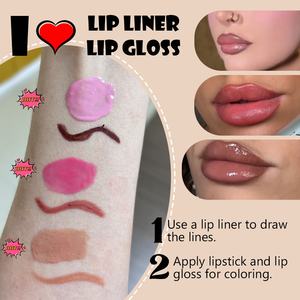 Toptan dudak gömlekleri Lipgloss kozmetik 2 in 1 kiti uzun ömürlü Vegan mat Glitter özel etiket Lipliner ruj seti - Product Image 3