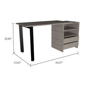 Light Gray 2-Drawer 2-Shelf <b>Computer</b> Writing <b>Desk</b> - Product Image 5