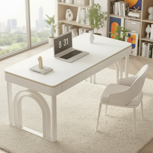 Wholesale DESIN Simple Cream Work Desk Eco Friendly Metal Base Modern Design Made in <strong>China</strong> Home Office <strong>Study</strong> Writing - Product Image 1