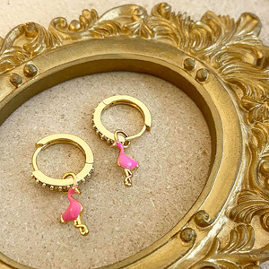 FOXI 925 plata esterlina sólida Huggie lindo flamenco esmalte Rosa CZ <span class=keywords><strong>TikTok</strong></span> 18K chapado en oro plata moda 925 pendientes <span class=keywords><strong>de</strong></span> aro <span class=keywords><strong>de</strong></span> plata - Product Image 6