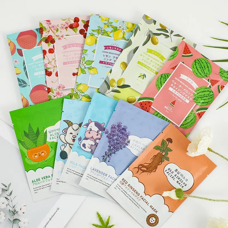 Private Label Koreaanse Schoonheid Huidverzorging Facial Sheet Masker Natuurlijke Plantaardige Fruit Extract Hydraterende Gezichtsmasker