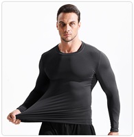 T-shirt de compression élastique personnalisé pour homme, séchage rapide, couche de base pour la course, le basketball, la gym, le fitness et les sports