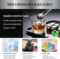 Pierres à whisky en acier inoxydable Glaçons en métal réutilisables avec pince et boîte pour whisky, vin et boissons
