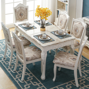 Juego <span class=keywords><strong>de</strong></span> <span class=keywords><strong>mesa</strong></span> y sillas <span class=keywords><strong>de</strong></span> comedor Rectangular <span class=keywords><strong>de</strong></span> madera maciza <span class=keywords><strong>de</strong></span> estilo europeo vintage-Estructura robusta <span class=keywords><strong>de</strong></span> tallas exquisitas - Product Image 6