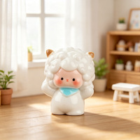 Patung Domba Lucu, Dekorasi Taman Kotak Misteri, Ornamen Mini Mobil & Meja, Dekorasi Tahun Domba