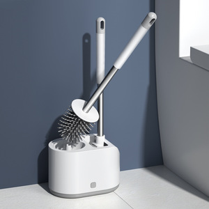 Wall Mounted Toilet <b>Brush</b> Set With Long Handle Flexible <b>Round</b> <b>Brush</b> Modern Design No Drill Installation For Bathroom - Product Image 4