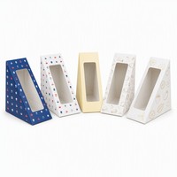 Boîte à sandwich triangulaire écologique recyclable avec fenêtre transparente en PVC, carton alimentaire enduit mat/UV, fermeture à clip, 5 styles