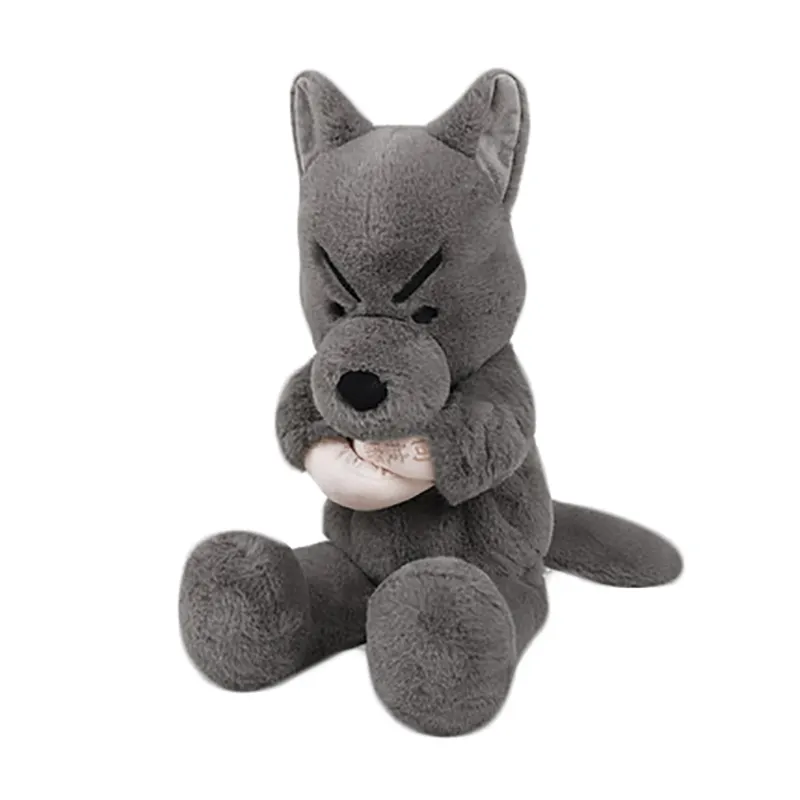 Big Soft Good Material Factory Customized White Cute Toys Squeaking Animals Pet Plush Dog Coyote Stuffed Wolf Animal Toy