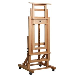 Caballete de pintura al óleo horizontal de pie, de madera de haya, móvil, con elevación hacia atrás, plegable, profesional, para profesores y pintores - Product Image 5