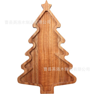 Bandeja para Servir con Diseño de Árbol de Navidad, Color Madera Natural, Decorativa, para Uso en Restaurantes - Product Image 1