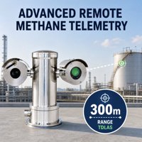 Détecteur de méthane laser PTZ en acier inoxydable 316L HIREP, système de surveillance à distance des fuites de gaz TDLAS, ATEX IECEx IP68