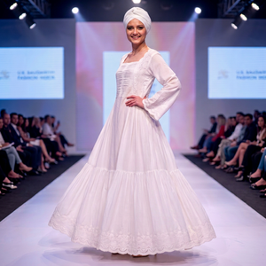 Robe longue décontractée de luxe en coton blanc, manches longues, col carré, corsage froncé, broderie en dentelle, coupe élégante et régulière, été, style africain - Product Image 1