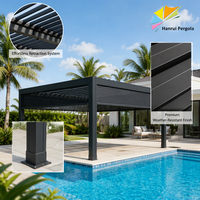 Pergola motorisée en aluminium thermolaqué, arche de protection solaire extérieure pour jardin, patio, villa