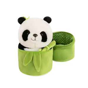 Venta directa de fábrica Tubo de bambú Panda Almohada Juguetes de peluche Suave y cómodo 3 tamaños de juguetes cómodos para bebés Regalos conmemorativos M