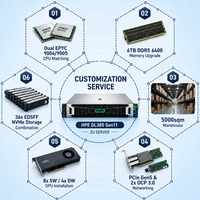 Serveur de réseau IA de niveau entreprise DL385 Gen11 2U, 2x AMD EPYC 9124, 128 Go DDR5, 8SFF, serveur de centre de données en rack pour la virtualisation