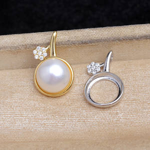 WENCHI S925 Plata Soporte Redondo para Colgante de Perla 9.8-10mm, Dije Vacío para Componentes de Fabricación de Joyería DIY - Product Image 5