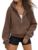Sweat à capuche court pour femme avec logo personnalisé OEM ODM, coupe ample, manches raglan, style streetwear décontracté