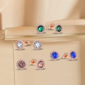 ต่างหูเงินแท้ 925 ชุบทองคำสีกุหลาบ ประดับ<span class=keywords><strong>เพชร</strong></span>คิวบิกเซอร์โคเนียหลากสี ดีไซน์วงแหวน สำหรับผู้หญิง ขายส่ง - Product Image 4