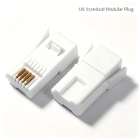 Spina Telefonica 6P4C Standard Britannico BT con Contatti Placcati in Oro e Chiusura a Scatto, Bianca, per Cablaggio Telefonico UK