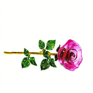 Elegant Crystal Rose Flower <b>Ornament</b> - Unique Home Decor Piece with Lifelike Simulated Rose, Suitable for Various Festivals - Product Image 5
