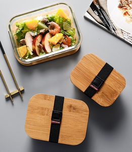 Contenants écologiques pour la préparation des repas avec couvercle en bambou/bois, récipients de stockage alimentaire en verre - Product Image 2