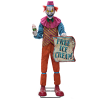 Payaso Animado de Helado para Halloween, con Movimiento, Ojos Iluminados y Sonido de Terror, para Decoración de Carnavales y Parques Temáticos