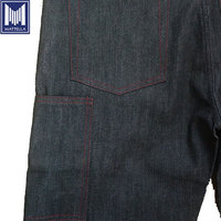 Oumengstock — jean denim noir brut pour femmes et hommes, 100% coton, poches de téléphone 14oz, double genou, bon marché, collection de travail, lisière