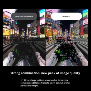 กล้องแอคชั่น Insta360 พาโนรามา 8K เซ็นเซอร์ CMOS ความละเอียดสูง ป้องกันการสั่นไหว กันน้ำ ใช้งานแบบมือถือ พร้อมถ่ายภาพกลางคืน 8K CMOs Pa - Product Image 4