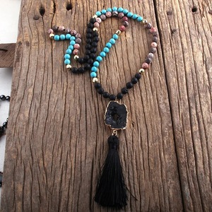 Collar de Moda Boho para Mujer, Regalo con Cuentas de Cristal y Piedras Naturales, Borla y Colgante <span class=keywords><strong>Irregular</strong></span> de Druzy - Product Image 4