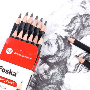 Foska <span class=keywords><strong>Simple</strong></span> poignée noire 7 pouces 12 pièces 8B 6B 4B 2B HB 2H crayons crayons pré-affûtés avec gomme pour les examens bureau croquis - Product Image 4