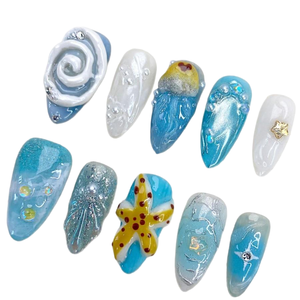 Faux ongles en gel acrylique peint à la main amande <span class=keywords><strong>ballerine</strong></span> 3D fleur conception personnalisée Stiletto <span class=keywords><strong>manucure</strong></span> presse ongles Halal doigts - Product Image 1