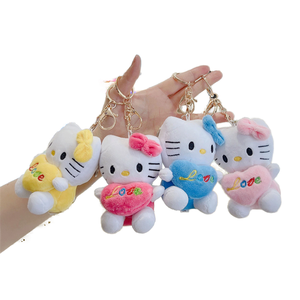 Bán buôn PP bông đầy KT mèo búp bê nhỏ đồ chơi sang trọng dễ thương Mèo Mặt Dây chuyền siêu mềm sang trọng Móc chìa khóa cho trẻ em Quà Tặng giảm căng thẳng - Product Image 3