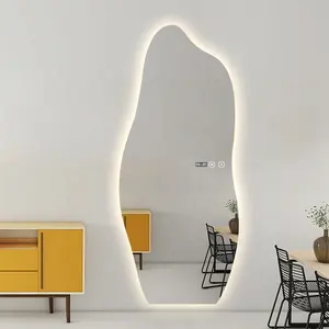 Irregular Wall Hanging Backlit LED Light Mirror Full Length Wall Mirror Hotel Home Bathroom Living Room Mirror