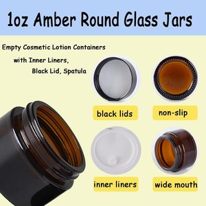 5ml 10ml 15ml 20ml 30ml 50ml 60ml 100ml 250ml Amber Glass Cosmetic Containers Plastic Recyclable for Body Butter Eye Cream Skin - Product Image 4