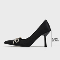 Chaussures simples à talons hauts pour femme, style socialite, avec nœud en strass français, polyvalentes, simples, pour l'été, grandes tailles, collection quatre saisons, en promotion