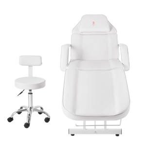 Blanco <span class=keywords><strong>Mesa</strong></span> De Masaje Con Banco Silla <span class=keywords><strong>Reclinable</strong></span> de Equipo De belleza Caliente - Product Image 2