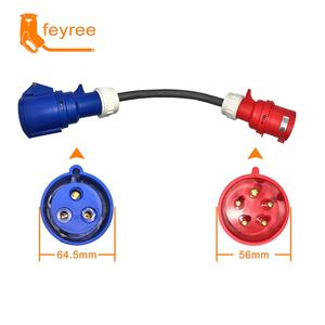 Adaptateur de câble de charge pour véhicules électriques Feyree, nouveau, 3,5 kW, monophasé, prise 16 A vers prise triphasée 32 A - Product Image 3