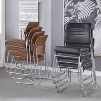 Chaise de conférence empilable en métal sans accoudoirs en cuir PU, idéale pour la réception, les visiteurs et les événements – Nouveau modèle à prix réduit