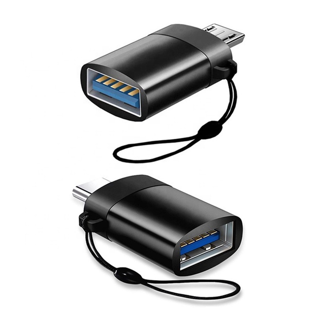 Aluminum Alloy USB Type-C OTG Converter with Chain USB C Male to USB3.0 Female Adapter with Lanyard