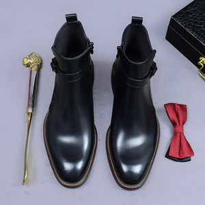 2026 Designer Leather <b>Boots</b> for Men-Luxurious Smooth Leather Pointed-Toe Lace-Up Closure Anti-Slip Breathable Business Shoes - Product Image 4