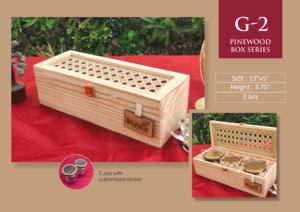 กล่องเก็บของทำมือจากอินเดีย รุ่น G-2 ขนาด 13x5x3.75 นิ้ว พร้อมขวดโหล 3 ใบ กล่องของขวัญไม้ทำมือสำหรับของที่ระลึก - Product Image 2
