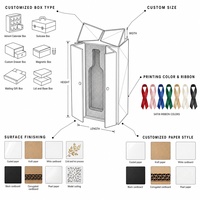 Boîte cadeau pour vin à double porte magnétique pliable de couleur champagne, emballage en carton rigide, logo personnalisé