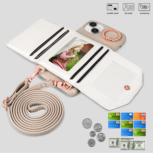 Étui de téléphone en cuir de <span class=keywords><strong>luxe</strong></span> VIETAO, <span class=keywords><strong>porte</strong></span>-téléphone multifonction avec bandoulière, cadre plaqué or rose pour 15 Pro Max - Product Image 5