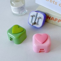 3pin DIY Cute Heart Shape Uk 20w 3D Cartoon Silicone Cable Protector Head case Cover Set Phone Charger