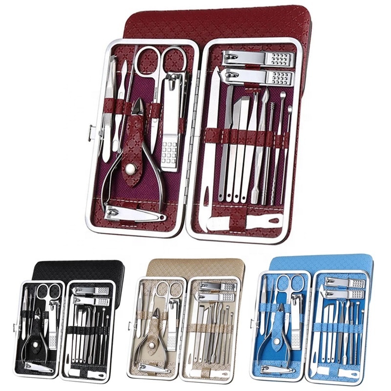 Доступная продвижение 19 шт красочные маникюрные щипчики для ногтей набор профессиональных нержавеющей стали маникюр педикюр набор инструментов для ногтей